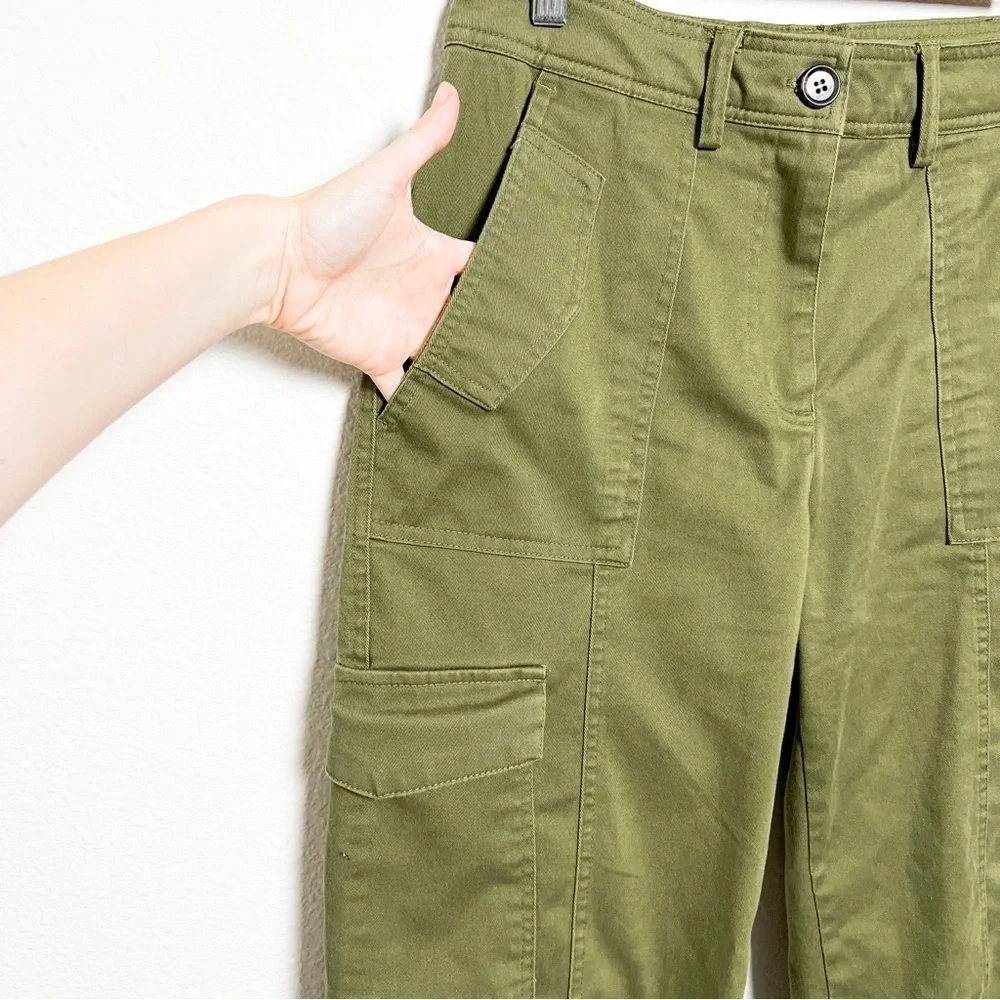 Jason Wu Olive Army Green Tailored Cargo Pants Capri Cutoffs Size Small Designer